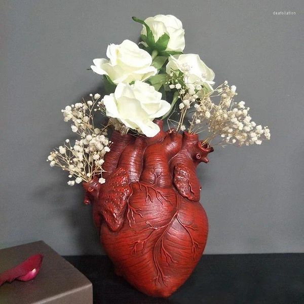 Vasen Nordic Vase Home Decor Vendor Crerative Human Heart Vasa Weißes Harz für getrocknete Blumen