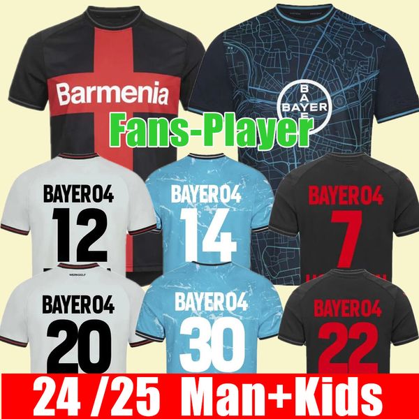 2023 2024 Home Away Bayer 04 Leverkusen Fan Player Versione Men Kid Kit Wirtz 3rd Soccer Jersey Boniface Shirt calcis