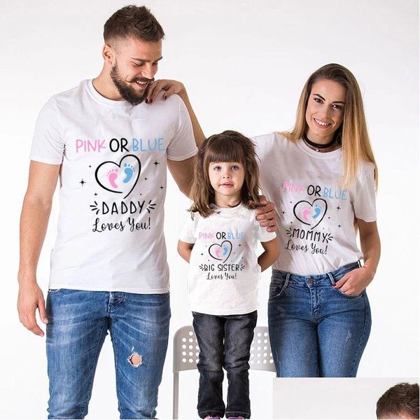 Familie Passende Outfits Mutter Papa Liebe Dich Kleidung Rosa oder Blau Brief Drucken T-shirts Big Brother Schwester Custom 230601 Drop Lieferung Dhus1