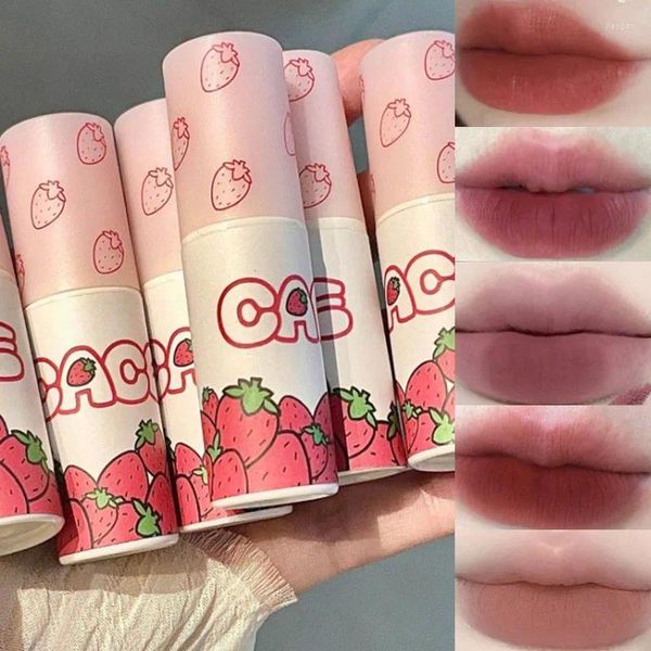 Lipgloss Lovely Strawberry Mud Clay Velvet Matte Antihaft-Cup-Lippenstift Wasserdicht Langlebig Glatt Nude Red Cosmetics