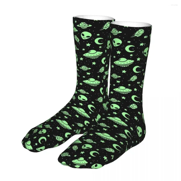 Herrensocken UFO und Alien-Muster Frau 2024 Herren Sportsocke