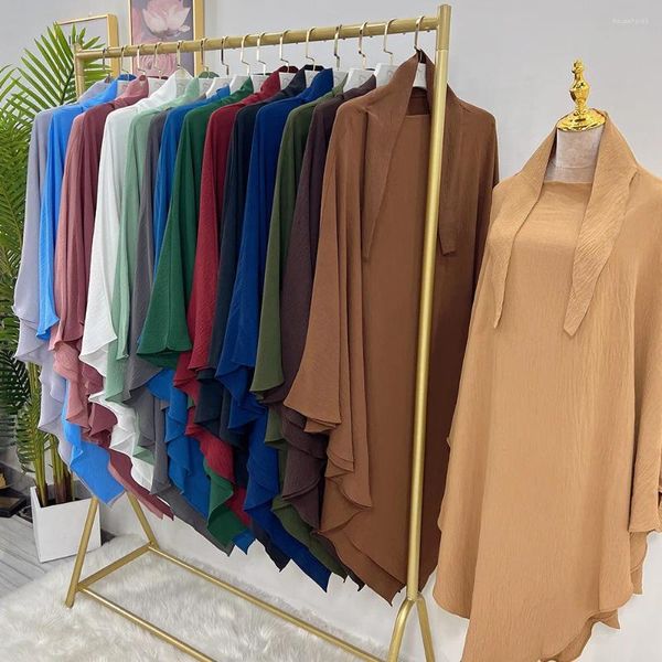 Abbigliamento etnico Musulmano Lungo Khimar Turbante semplice per le donne Eid Ramadan Preghiera in testa Abaya Sciarpa Hijab Islamico Dubai Niqab Foulard avvolgente