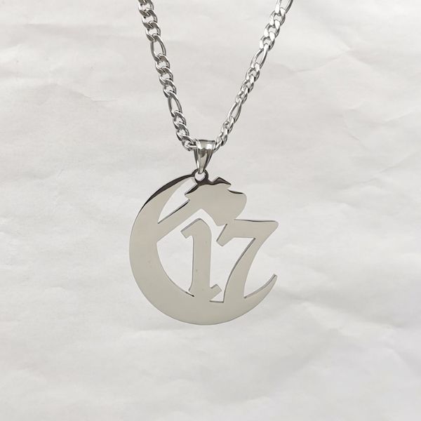 ICP Grande Capítulo 17 Ouija Macc Juggalo Pingente Encantos Aço Inoxidável NK Curb Chain Colar 4mm 18-32 Polegada Silver303U