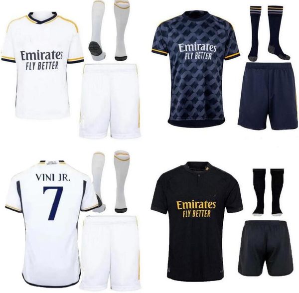 23 24 BELLINGHAM VINI Jr crianças kit meias camisas de futebol KROOS Tchouameni 2023 2024 camisa de futebol Real Madrids CAMAVINGA Rodrygo MODRIC top