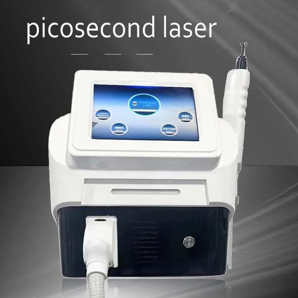 Q Switched Nd Yag Laser a picosecondi Tutti i colori Rimozione del tatuaggio Pigmento Sopracciglia Lavaggio Voglia Lentiggine Spot Liscio 4 lunghezze d'onda Dispositivo laser Pico