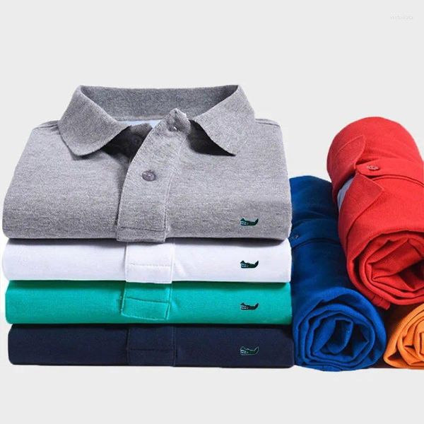 Herren Polos European American Kurzarm Sommer Business Baumwolle Poloshirt Mode Slim Fit Übergroßes Revers T-Shirt 811
