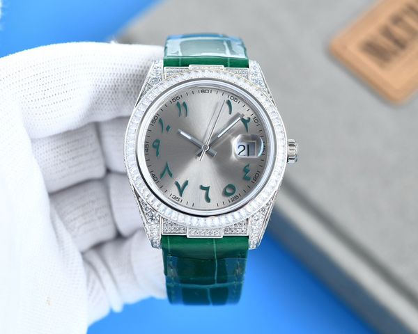 2024 neue Damenuhr Datejust Starry Alligatoruhr mit feinsten Swarovski-Diamanten ETC2836, automatisches mechanisches Uhrwerk, amerikanisches Alligatorleder, Original-Faltschließe