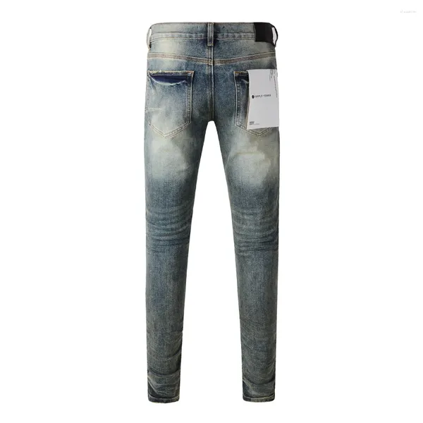 Frauenhose 2024 Lila Marke Hochwertige Jeans 1: 1 Zustrom von Mode Slim Street Blue Abrieb gebleicht weiß gewaschen und gealtert