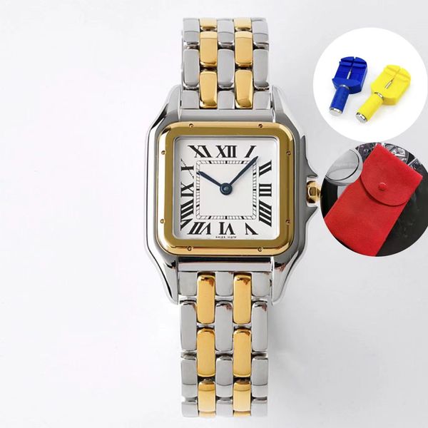 Модные женские часы с квадратным резервуаром, кварцевые часы, дизайнерские часы, женские часы-пантера, старые серебряные часы Montre de Luxe, деловые часы C318 AAA с сумкой