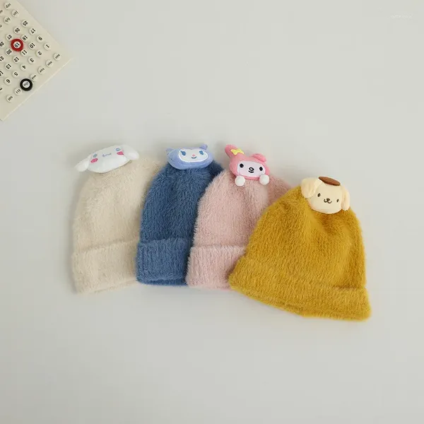 Berets chapéu de inverno para meninas meninos dos desenhos animados de malha bebê outono quente crianças malha princesa chapéus criança boné cabeça capa