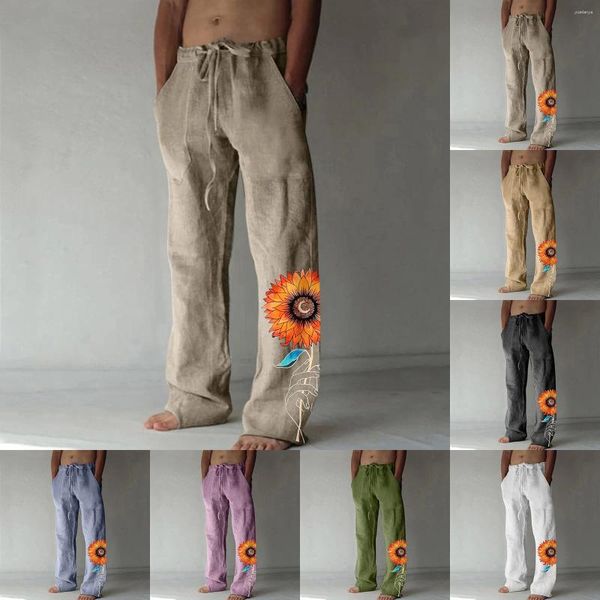 Pantaloni da uomo Moda casual in cotone e tasche stampate con lacci Tasche grandi Regalo per la casa Donna Estate 6 Memory Foam per interni