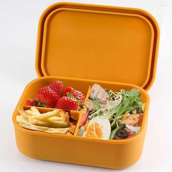 Essgeschirr 24oz/44oz BPA-freier Silikonbehälter 3 Fächer Spülmaschinen- und gefriergeeignete Lunchbox