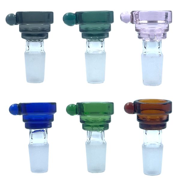 Tubos de queimador de óleo de vidro grosso tigela 10mm 14mm 18mm cabo masculino belo slide colorido erva seca queimadores de tabaco para bongs dab rigs acessórios para fumar