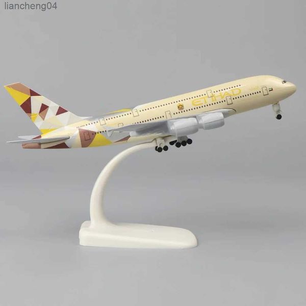 Modello di aereo Modello di aereo in metallo 20 cm 1 400 Etihad A380 Replica in metallo Materiale in lega Simulazione aeronautica Regalo per bambini