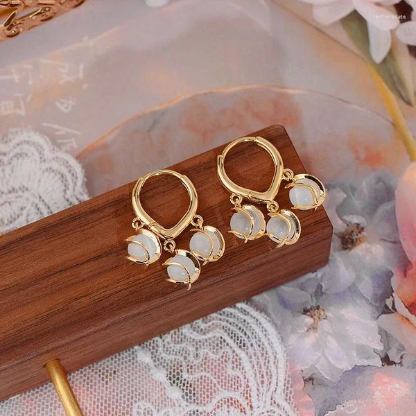 Orecchini pendenti MOPAI delicato opale palline goccia per le donne elegante lega color oro di alta qualità 2024 gioielli di moda