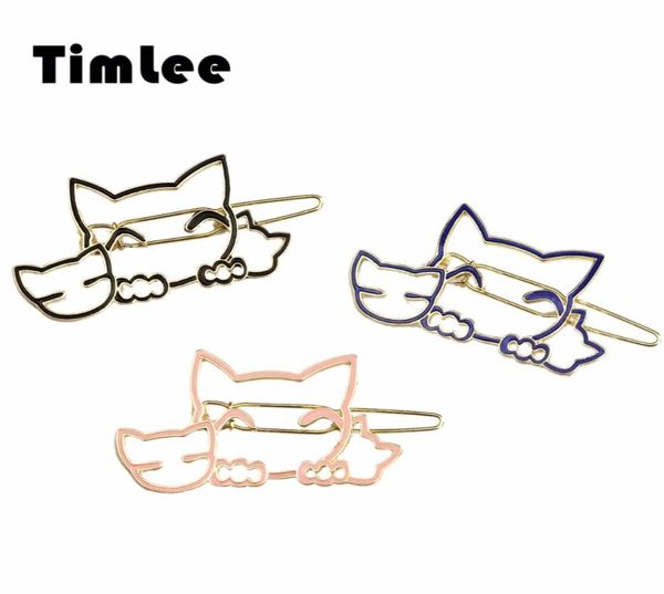 Timlee H057 Simpatico cartone animato Animali Gatto Geometria Fermaglio per capelli Forcine per capelli Ragazze Accessorio per capelli adorabili Regalo1748276