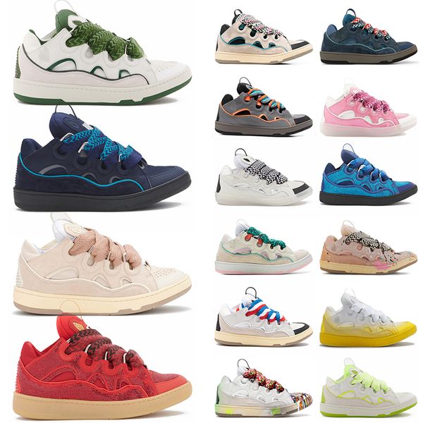 Mode Lan Curb Casual Designer Schuhe Luxus Leder Kleid Sneakers Geflochtene Schnürsenkel Paris Männer Frauen Schnürung Außergewöhnliche Trainer Gummi Nappa Lanlies