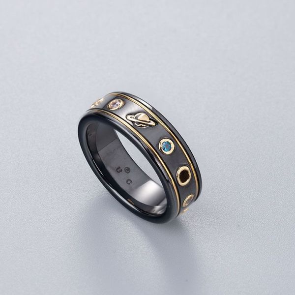 Preto branco cerâmica cluster banda anéis bague anillos para homens e mulheres noivado casamento casal jóias amante gift2487