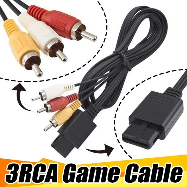 Kablolar 10pcs 1.8m 6ft av TV RCA Oyun Küpü için Video Kablo Kablosu/SNES GameCube/N64 64 Oyun Kablosu için En Düşük Fiyat