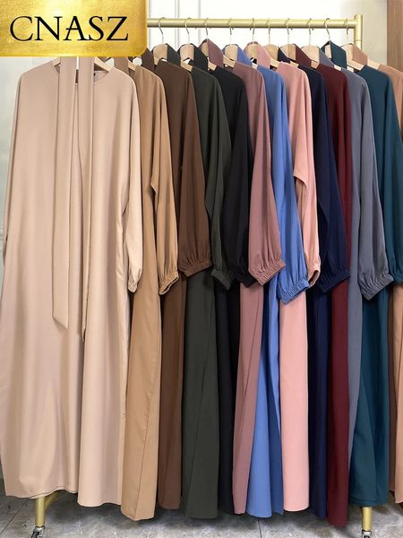 Selle Basit Stil Fas Elbiseleri Kaftan Türkiye Düz Renk Körfez Abayas İslami Kadınlar Uzun Elbise Müslüman Suudi Ramazan 240219