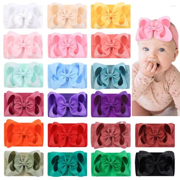 Acessórios de cabelo 20 cores grande fita arco bebê bandana meninas larga nylon turbante nascido headwrap presente super macio infantil banda