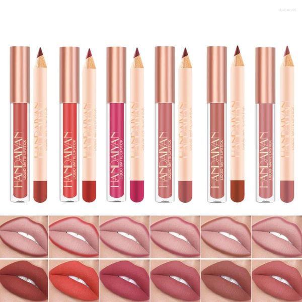 Dudak Parlatıcı 12 Renk Matte çıplak Lipliner Kalem Rujları Kiti Uzun Kalıcı Su Geçirmez Sus Popamasız Seksi Velvet Kırmızı Kahverengi Lipgloss Makyaj Aracı