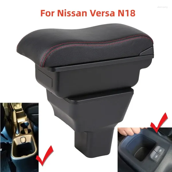 Acessórios interiores caixa de apoio de braço para nissan versa n18 braço do carro resto mão console central armazenamento usb retrofit peças acessório