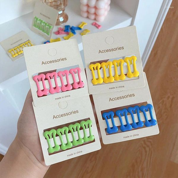 Haarschmuck 4PCS Set Einfarbig Niedliche Kleine Cartoon Knochen Clips Für Baby Mädchen Kinder Kawaii Mini Einfache Haarnadel Mode