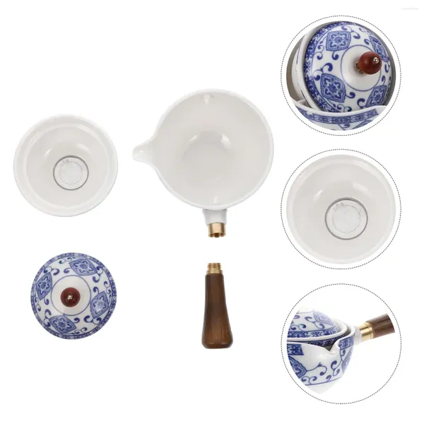 Louça conjuntos lado pote cerâmica bule estilo retro resistente ao calor teaware porcelana recipiente lidar com chaleira clara