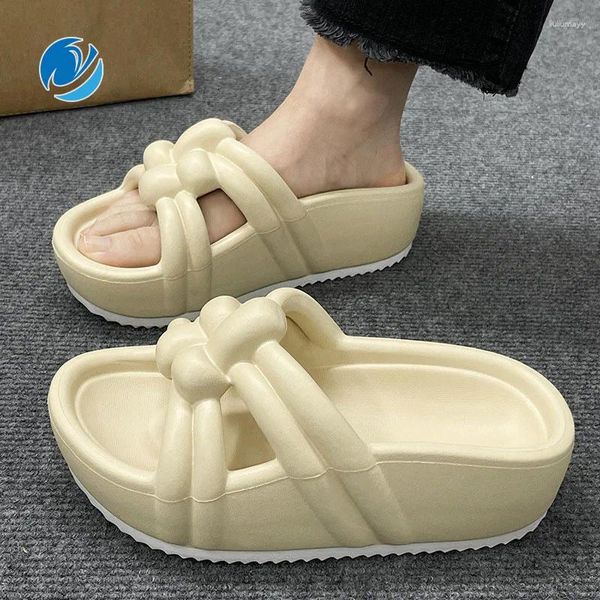 Chinelos para mulheres grosso sof sole casa sapatos antiderrapante ao ar livre adorável padrão feminino slides acolhedores estilo coreano luz