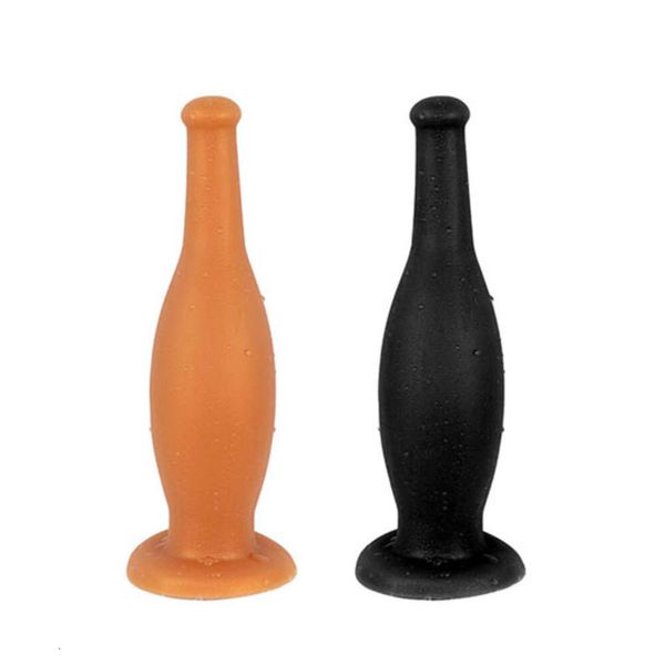 Brinquedo sexual massageador de silicone macio dilatador de chicote anal super longo masculino e feminino garrafa de vinho masturbador diversão cauda recheada quintal