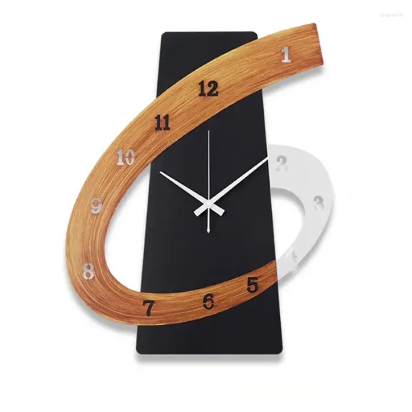 Relógios de parede Casa Relógio Sala de estar Presente Art Deco Madeira Números de Quartzo Preto Design Moderno Silencioso Horloge Decor