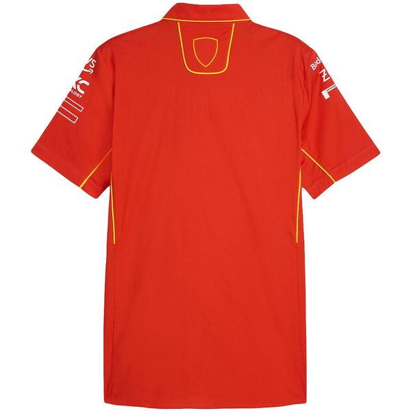 Мужские футболки F1 2024 Команда мужская рубашка Формула 1 Красная гоночная униформа для водителя водителя гонка в ладель-полое рубашки для воротнич