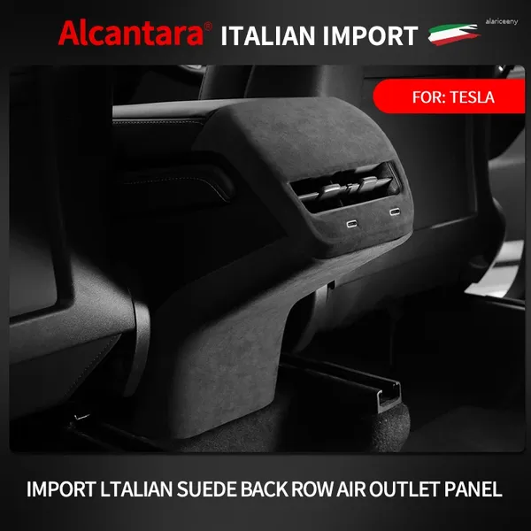 Innenzubehör Auto-hintere Klimaanlage-Entlüftungsauslassabdeckung für Tesla Model 3/Y Alcantara Auto-Rückauspuff-dekorative Mantelschale