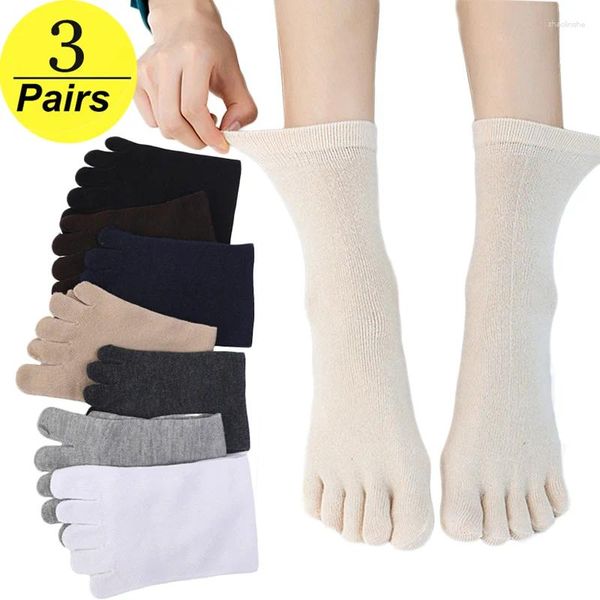 Herrensocken 3 Paar Männer Frauen Baumwolle Fünf Finger Einfarbig Schwarz Weiß Atmungsaktive Zehen Sport Running Crew Sweat Deodorant Socke