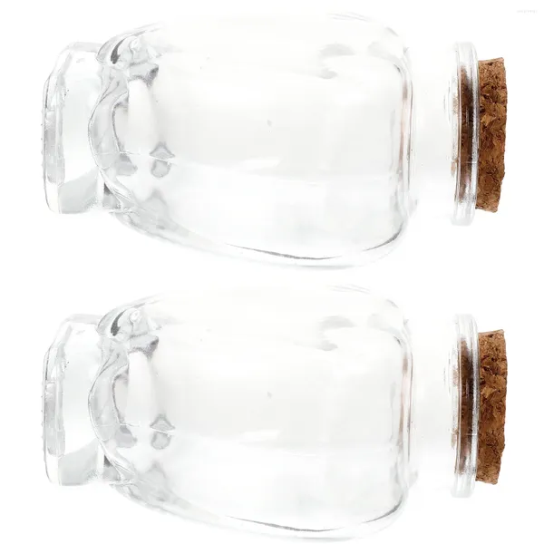 Garrafas de armazenamento 2 pcs desejando garrafa coração formas recipientes de microlandscape de vidro com tampas vasilhas vazias