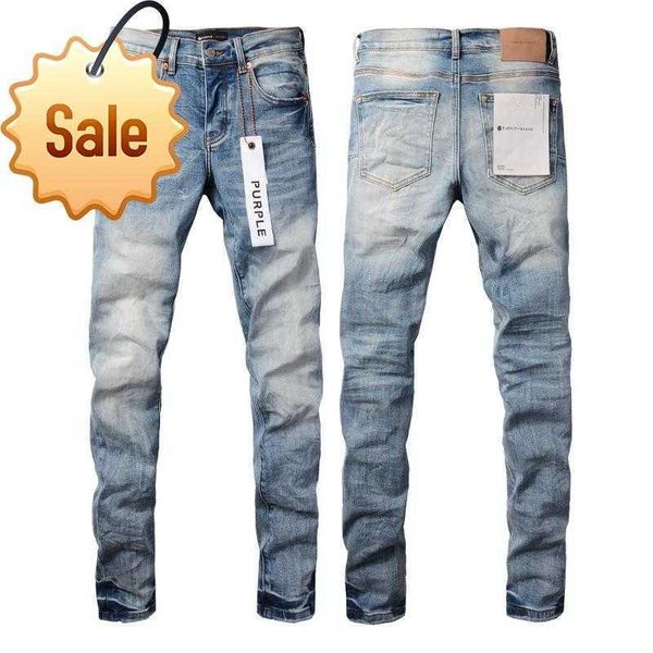 Herrenjeans Luxusmarke Lila Mann Schwarz High Street Farbe Graffiti Muster Beschädigte zerrissene Röhrenhose Denimhose A2 {Kategorie}