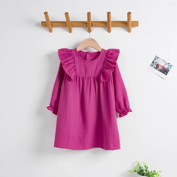 Vestidos da menina do bebê meninas babados vestido de algodão para crianças rosa uma peça causal verão crianças usar roupas da criança praia férias vestido de verão