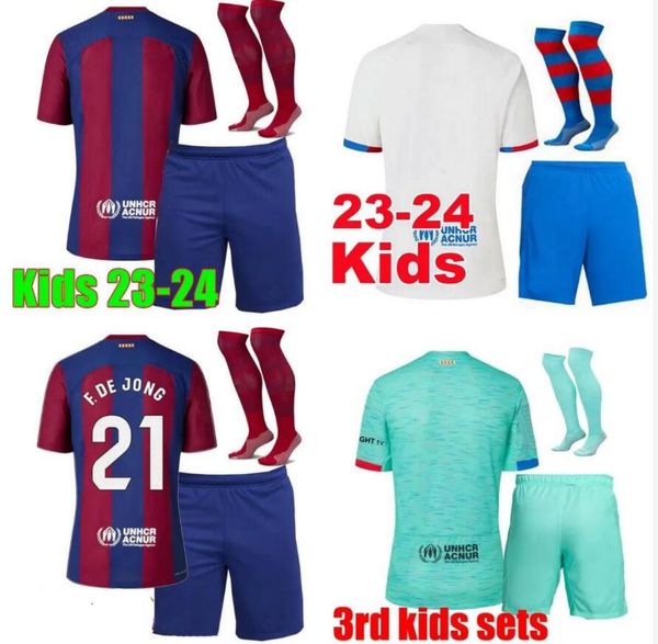 23 24 Camisetas de futebol PEDRI LEWANDOWSKI GAVI BarCElonas 2023 2024 FC BALDE FERRAN RAPHINHA DEST Camisa de futebol Homens Barca Kit Kids top