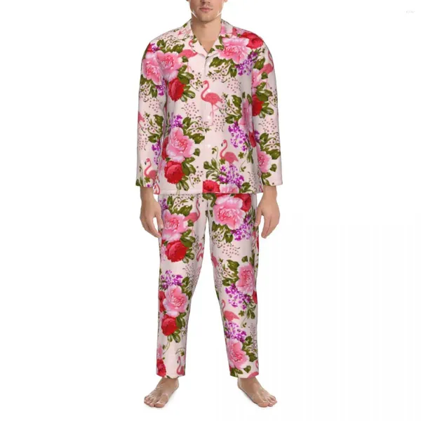 Pigiama da uomo pigiama da uomo tropicale barocco floreale casa vintage rose 2 pezzi pigiama completo comodo abito oversize