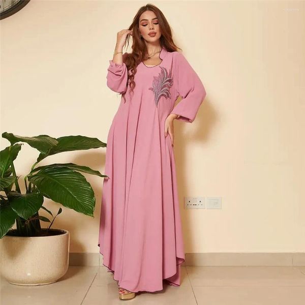 Ethnische Kleidung 2024 Kaftan Muslim Elegante Frauen Casual Langarm Maxikleid Türkei Arabische Kaftan Islam Partykleid Dubai Saudi Marokko
