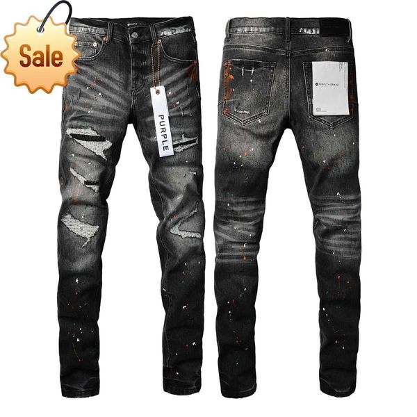 SS23 ROXO 9018 Mens Jeans Marca Skinny Slim Fit Lavado Material de Revestimento Luxo Denim Elástico Motocicleta Homens Original TOP Designer SZ28-40 {categoria}