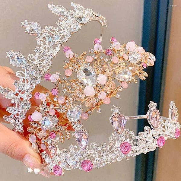 Acessórios de cabelo romântico princesa cristal tiaras coroa bandana meninas amor nupcial baile de casamento acessórios jóias