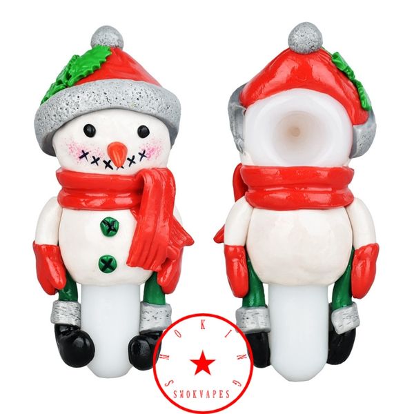 Mais recente colorido boneco de neve de Natal fumando tubos de vidro portáteis feitos de tabaco seco de tabaco seco