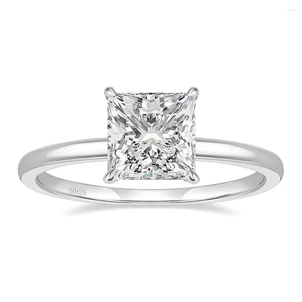 Cluster Ringe Luxus 925 Sterling Silber Verlobungsring Princess Cut Zirkonia Hochzeitsversprechen für Frauen Edlen Schmuck