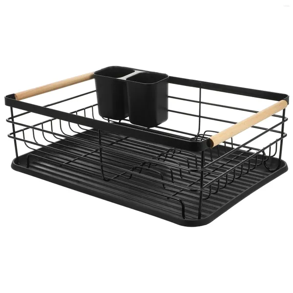 Rack de ferro para armazenamento de cozinha, assesorie, prato de metal, secagem de talheres para balcão grande pp com porta-talheres