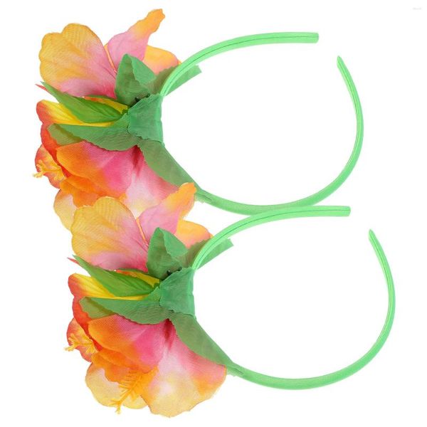 Bandanas, 2 Stück, Hawaii-Blumen-Stirnband, dekorativer Haar-Kopfschmuck, Stirnbänder, Zubehör, Seidenstoff, Motto-Party