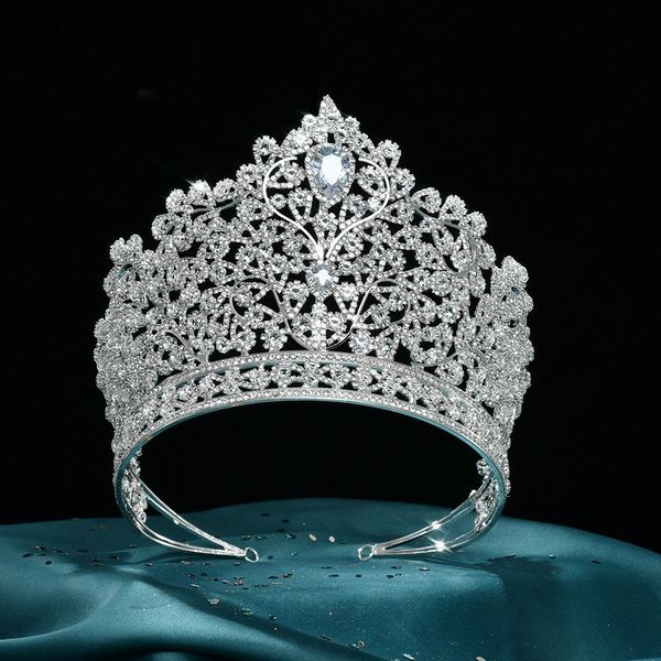 Lüks Kristal Kraliçe Büyük Taç Tiara Rhinestone Düğün Tiaras Kadınlar Pageant Balo Kraliyetleri Gelin Saç Aksesuarları Takı Cl3323