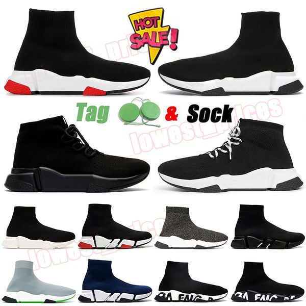 2024 Designer Sock Boots Speed 1.0 Paris Sapatos Casuais Mocassins Triplo Branco Preto Vermelho Brilhante Malha Slip-On Platform Trainers Speed 2.0 para Homens Mulheres Meias Botas Tamanho 36-45