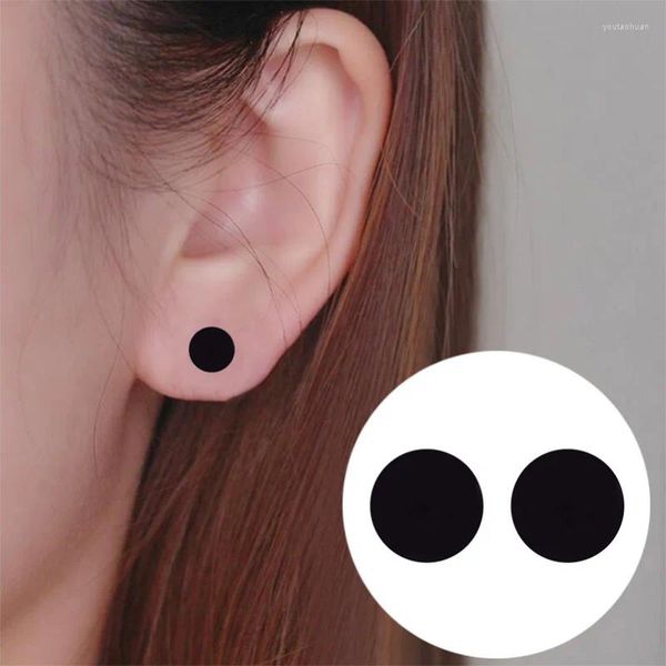 Ohrstecker Punk Schwarz Edelstahl Für Frauen Männer Metall Hip Hop Runde Earing Piercing Schmuck Geschenk